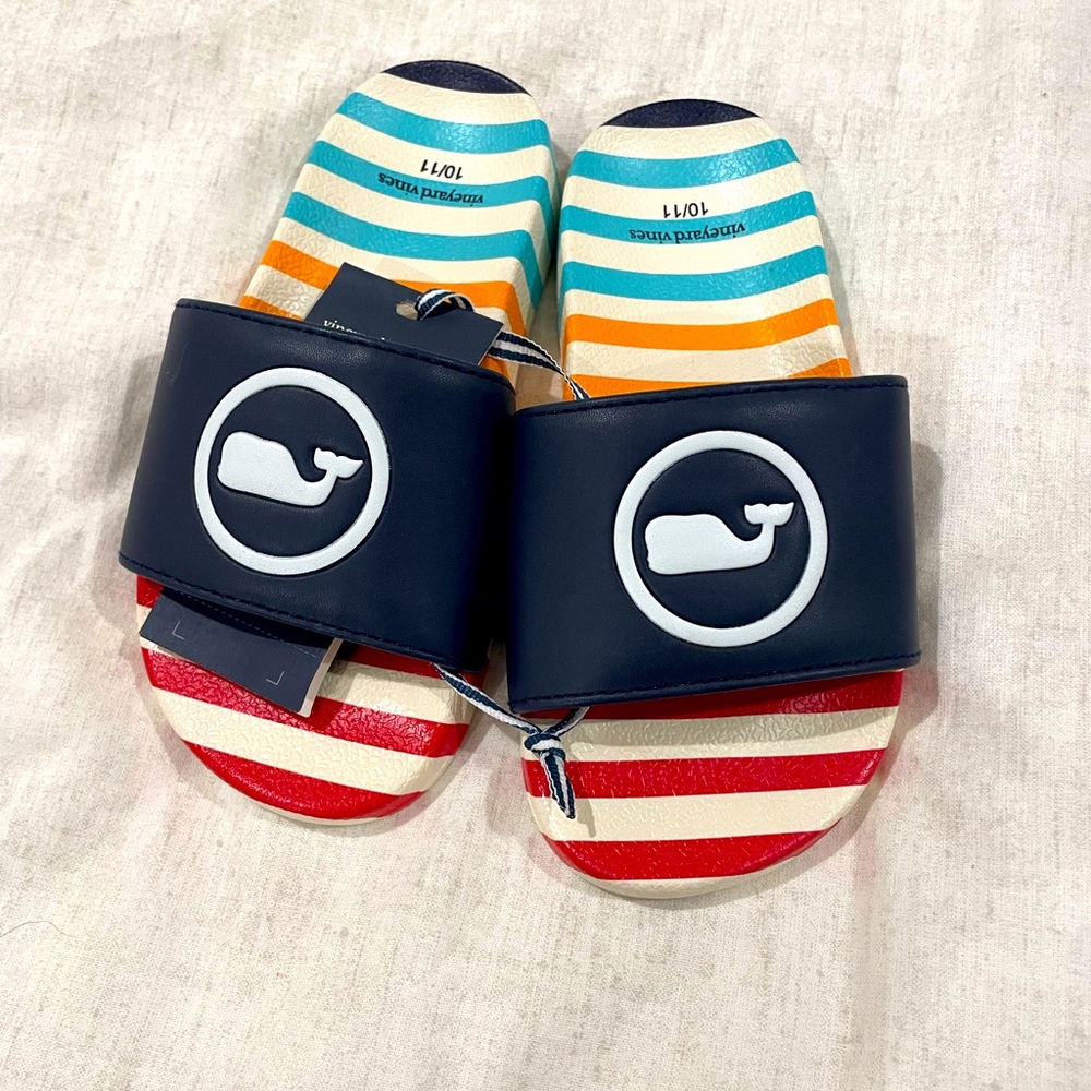 NWT Little Boys Vineyard Vines Multicolor Slide On Sandals, Size 10/11
